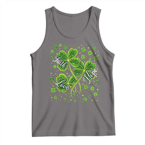 Four Leaf Clover Christian Tank Top Irish Lucky Shamrock Faith Hope Love Religious TS10 Deep Heather Print Your Wear