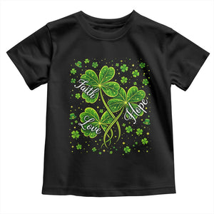 Four Leaf Clover Christian Toddler T Shirt Irish Lucky Shamrock Faith Hope Love Religious TS10 Black Print Your Wear