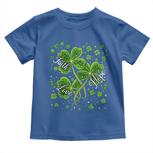Four Leaf Clover Christian Toddler T Shirt Irish Lucky Shamrock Faith Hope Love Religious TS10 Royal Blue Print Your Wear