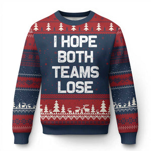 I Hope Both Team Lose Ugly Christmas Sweater Funny Game Day Sports Meme TS10 Navy Red Print Your Wear
