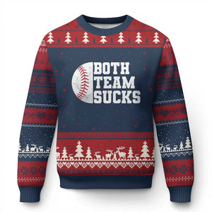 Funny Baseball Ugly Christmas Sweater Both Teams Sucks Meme TS10 Navy Red Print Your Wear