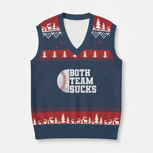 Funny Baseball V-Neck Knit Sweater Vest Both Teams Sucks Meme TS10 Navy Red Print Your Wear