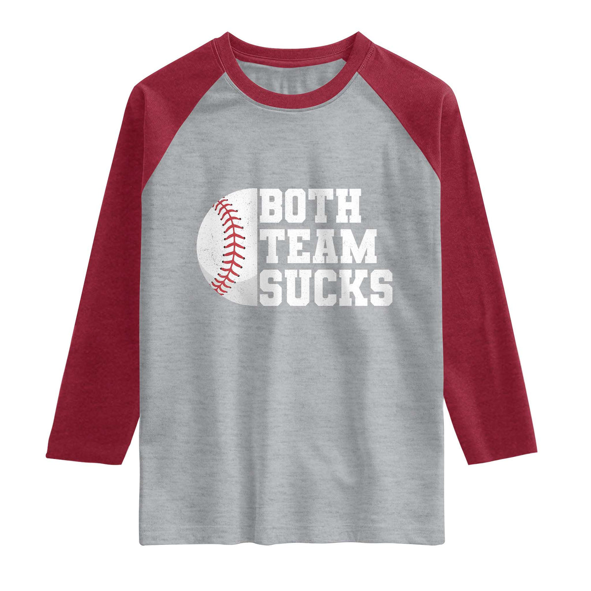 Funny Baseball Raglan Shirt Both Teams Sucks Meme TS10 Heather Gray Heather Red Print Your Wear