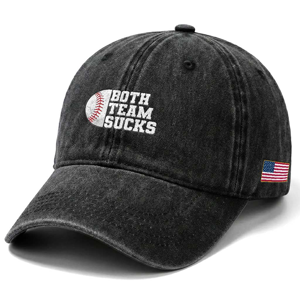 Funny Baseball Washed Cotton Baseball Cap Both Teams Sucks Meme TS10 Print Your Wear