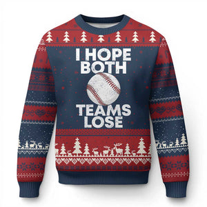 Funny Baseball Meme Ugly Christmas Sweater I Just Hope Both Teams Lost TS10 Navy Red Print Your Wear