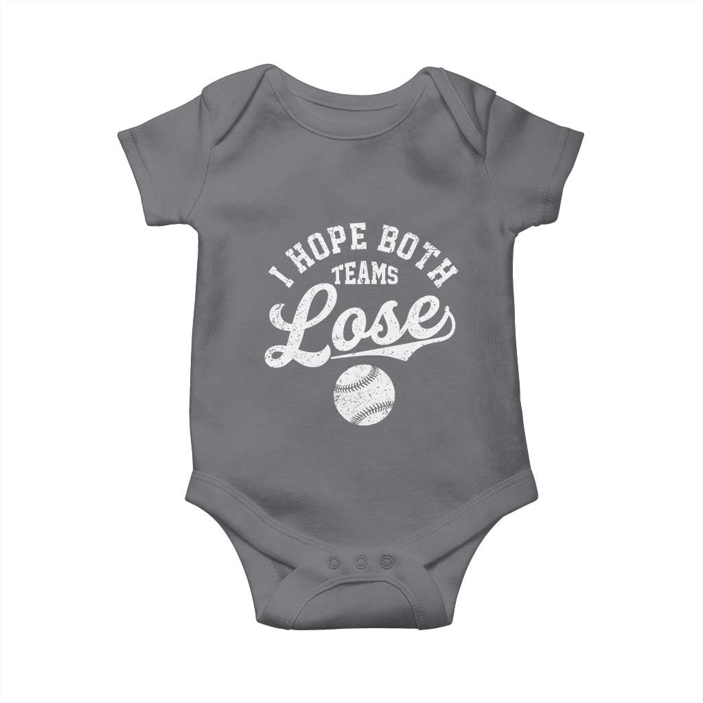 Baseball Meme Baby Onesie Retro I Just Hope Both Teams Lost Funny Sayings TS10 Charcoal Print Your Wear