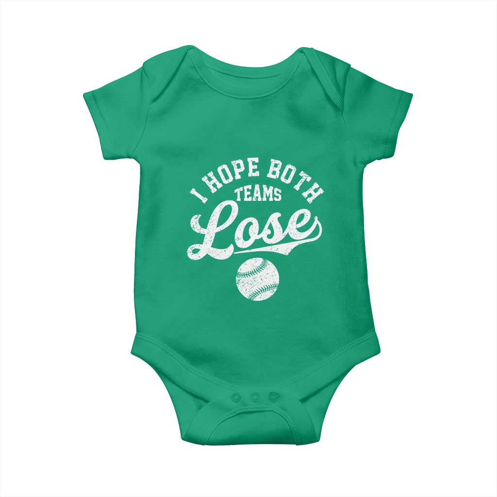Baseball Meme Baby Onesie Retro I Just Hope Both Teams Lost Funny Sayings TS10 Irish Green Print Your Wear