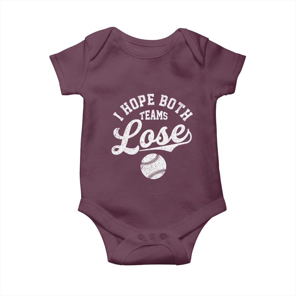 Baseball Meme Baby Onesie Retro I Just Hope Both Teams Lost Funny Sayings TS10 Maroon Print Your Wear