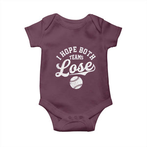 Baseball Meme Baby Onesie Retro I Just Hope Both Teams Lost Funny Sayings TS10 Maroon Print Your Wear