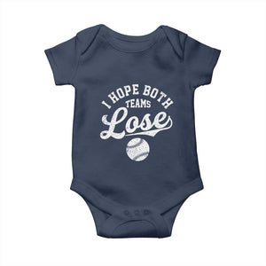 Baseball Meme Baby Onesie Retro I Just Hope Both Teams Lost Funny Sayings TS10 Navy Print Your Wear