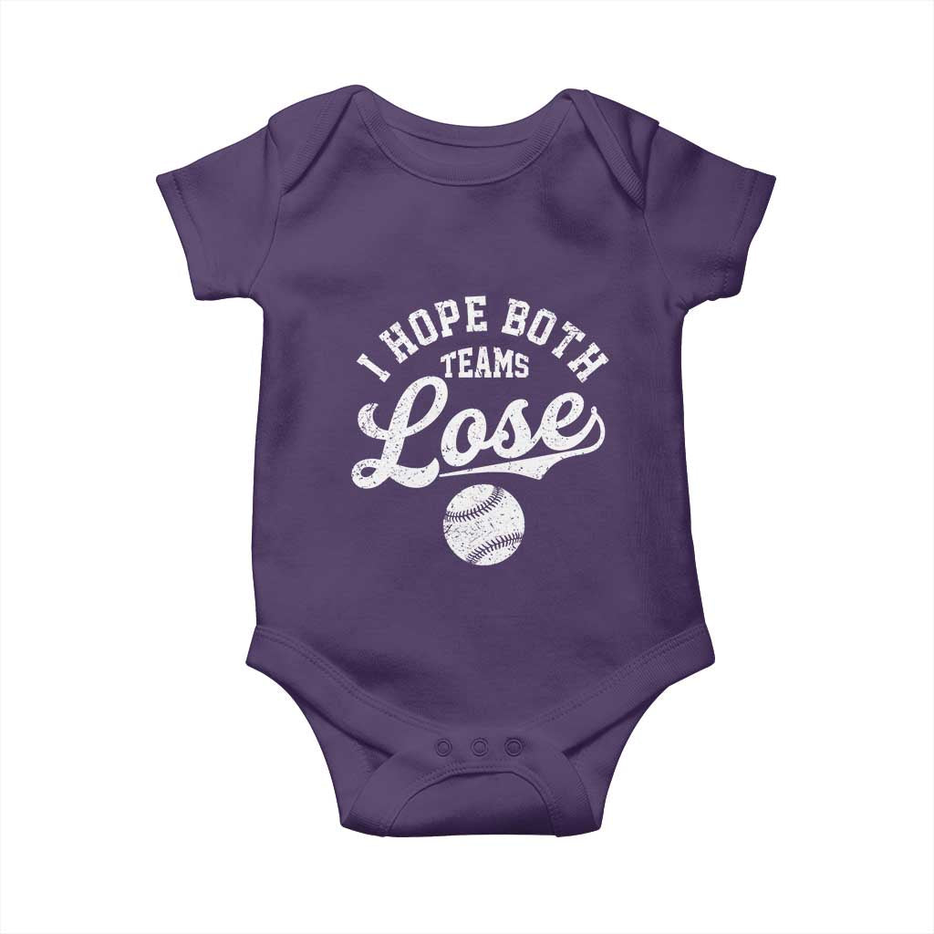 Baseball Meme Baby Onesie Retro I Just Hope Both Teams Lost Funny Sayings TS10 Purple Print Your Wear