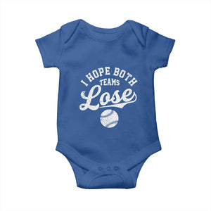 Baseball Meme Baby Onesie Retro I Just Hope Both Teams Lost Funny Sayings TS10 Royal Blue Print Your Wear