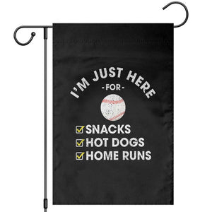 Funny Baseball Food Fans Garden Flag Im Just Here for The Snacks Hot Dog TS10 Black Print Your Wear