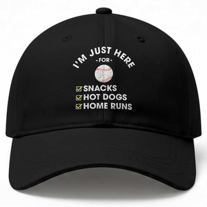 Funny Baseball Food Fans Baseball Cap Im Just Here for The Snacks Hot Dog TS10 Print Your Wear