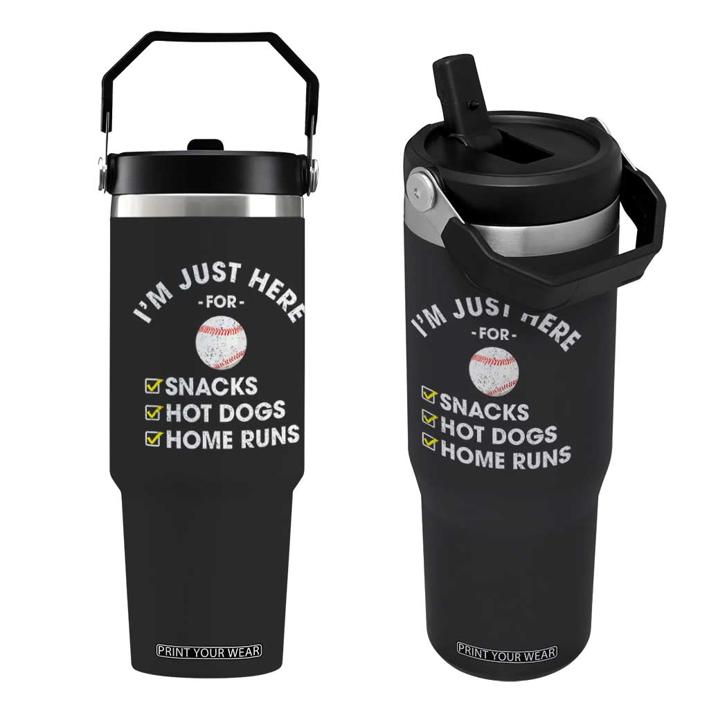 Funny Baseball Food Fans Flip Straw Tumbler Im Just Here for The Snacks Hot Dog TS10 One Size: 30 oz Black Print Your Wear