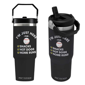 Funny Baseball Food Fans Flip Straw Tumbler Im Just Here for The Snacks Hot Dog TS10 One Size: 30 oz Black Print Your Wear