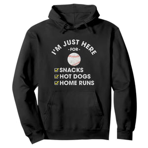 Funny Baseball Food Fans Hoodie Im Just Here for The Snacks Hot Dog TS10 Black Print Your Wear