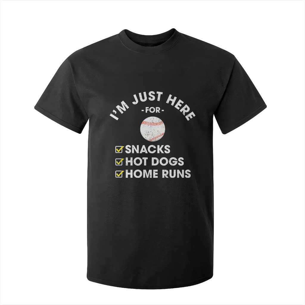 Funny Baseball Food Fans T Shirt For Kid Im Just Here for The Snacks Hot Dog TS10 Black Print Your Wear