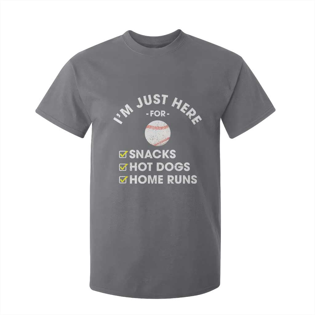 Funny Baseball Food Fans T Shirt For Kid Im Just Here for The Snacks Hot Dog TS10 Charcoal Print Your Wear