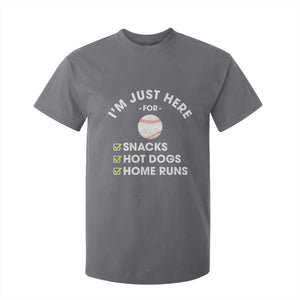 Funny Baseball Food Fans T Shirt For Kid Im Just Here for The Snacks Hot Dog TS10 Charcoal Print Your Wear