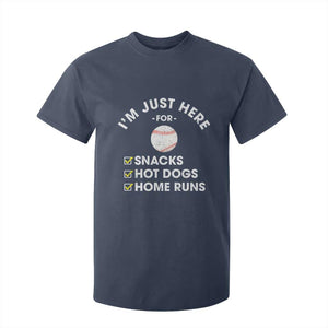 Funny Baseball Food Fans T Shirt For Kid Im Just Here for The Snacks Hot Dog TS10 Navy Print Your Wear