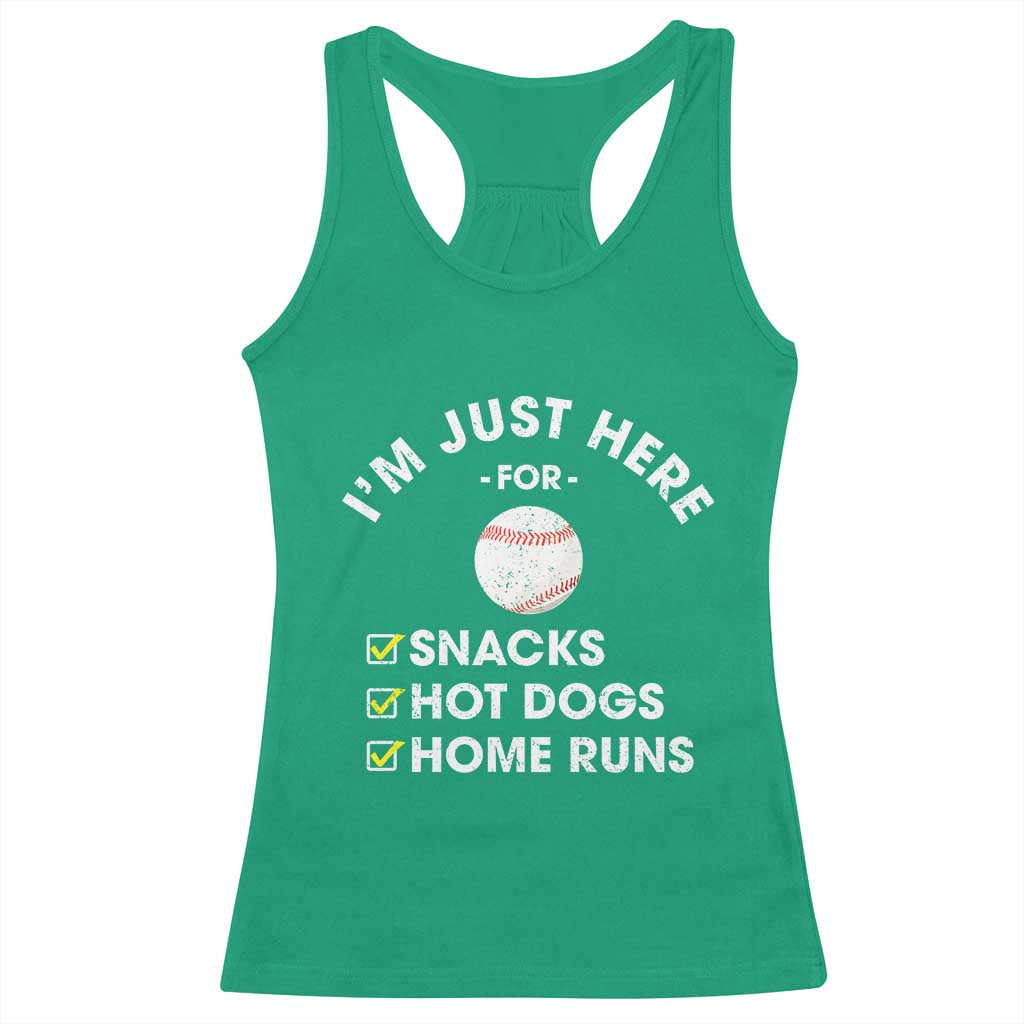 Funny Baseball Food Fans Racerback Tank Top Im Just Here for The Snacks Hot Dog TS10 Irish Green Print Your Wear