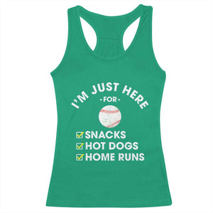 Funny Baseball Food Fans Racerback Tank Top Im Just Here for The Snacks Hot Dog TS10 Irish Green Print Your Wear