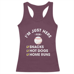 Funny Baseball Food Fans Racerback Tank Top Im Just Here for The Snacks Hot Dog TS10 Maroon Print Your Wear