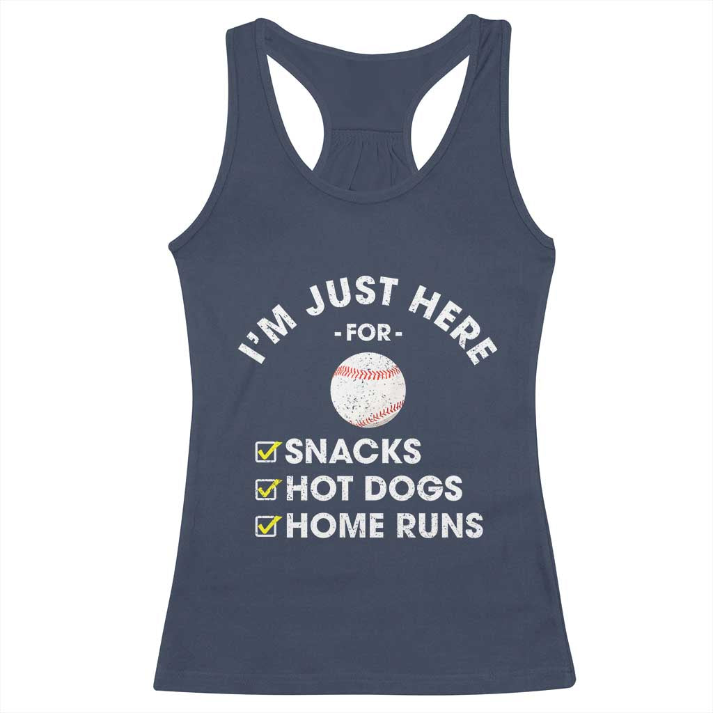 Funny Baseball Food Fans Racerback Tank Top Im Just Here for The Snacks Hot Dog TS10 Navy Print Your Wear