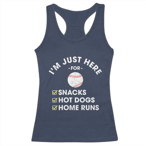 Funny Baseball Food Fans Racerback Tank Top Im Just Here for The Snacks Hot Dog TS10 Navy Print Your Wear