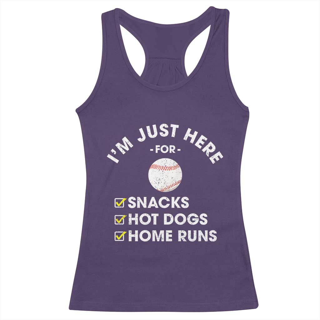 Funny Baseball Food Fans Racerback Tank Top Im Just Here for The Snacks Hot Dog TS10 Purple Print Your Wear