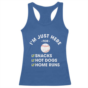 Funny Baseball Food Fans Racerback Tank Top Im Just Here for The Snacks Hot Dog TS10 Royal Blue Print Your Wear