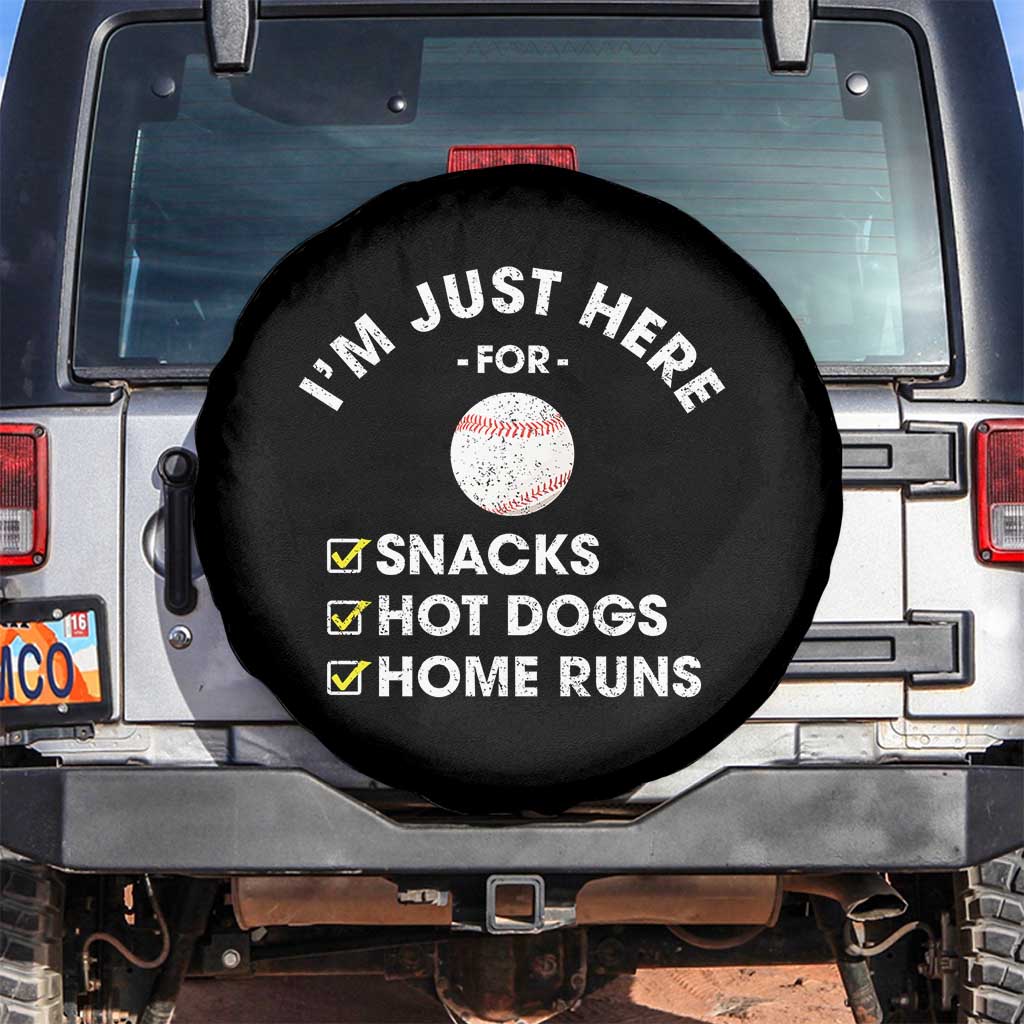 Funny Baseball Food Fans Spare Tire Cover Im Just Here for The Snacks Hot Dog TS10 No hole Black Print Your Wear