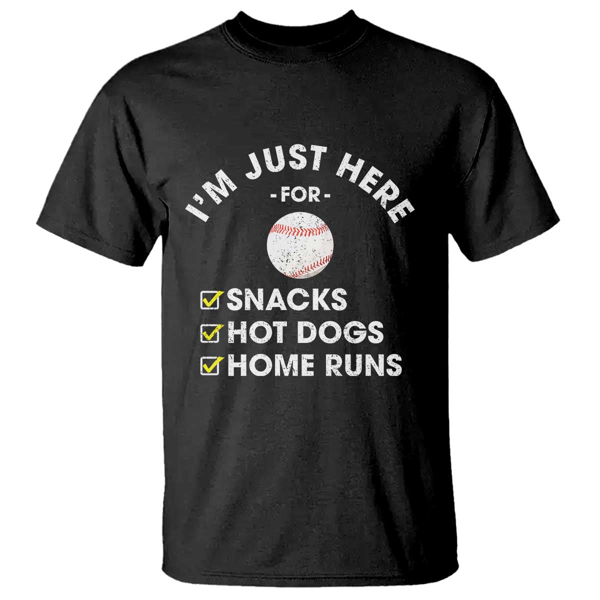 Funny Baseball Food Fans T Shirt Im Just Here for The Snacks Hot Dog TS10 Black Print Your Wear