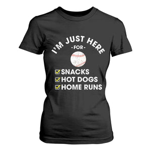 Funny Baseball Food Fans T Shirt For Women Im Just Here for The Snacks Hot Dog TS10 Black Print Your Wear