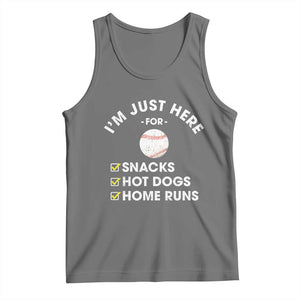 Funny Baseball Food Fans Tank Top Im Just Here for The Snacks Hot Dog TS10 Black Heather Print Your Wear