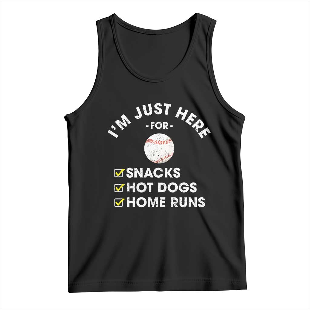 Funny Baseball Food Fans Tank Top Im Just Here for The Snacks Hot Dog TS10 Black Print Your Wear