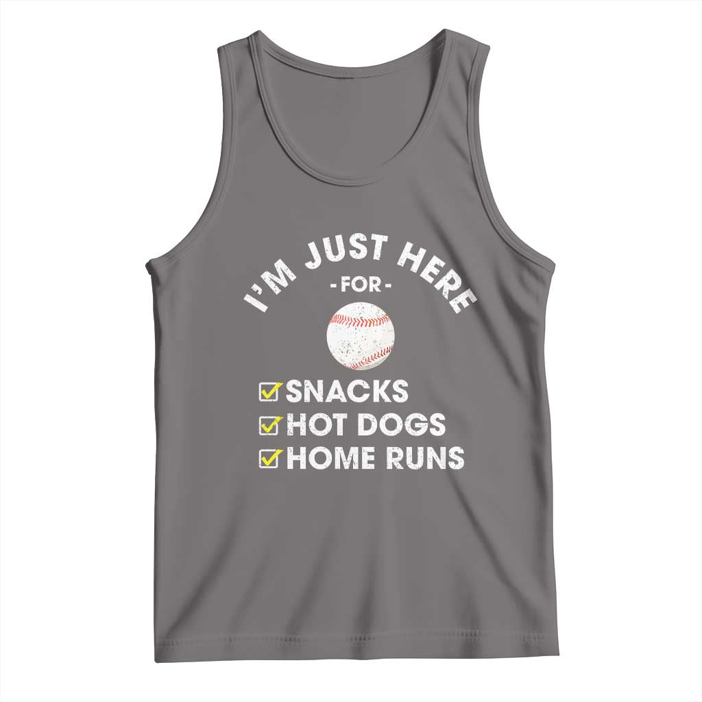 Funny Baseball Food Fans Tank Top Im Just Here for The Snacks Hot Dog TS10 Deep Heather Print Your Wear