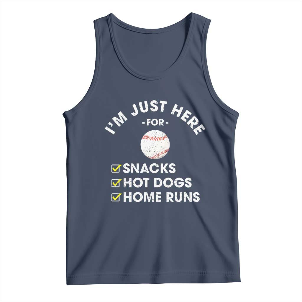 Funny Baseball Food Fans Tank Top Im Just Here for The Snacks Hot Dog TS10 Navy Print Your Wear