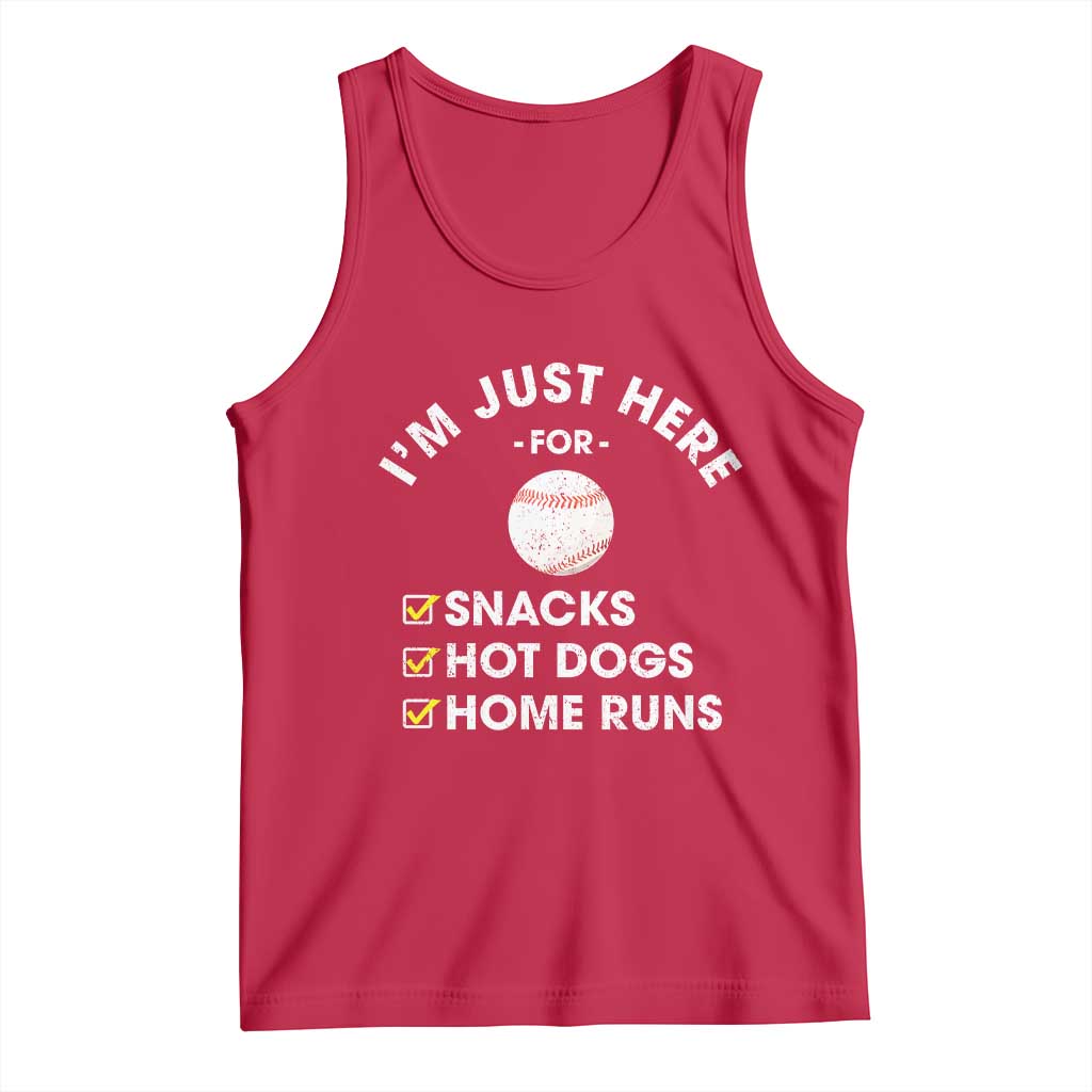 Funny Baseball Food Fans Tank Top Im Just Here for The Snacks Hot Dog TS10 Red Print Your Wear