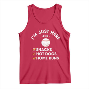Funny Baseball Food Fans Tank Top Im Just Here for The Snacks Hot Dog TS10 Red Print Your Wear
