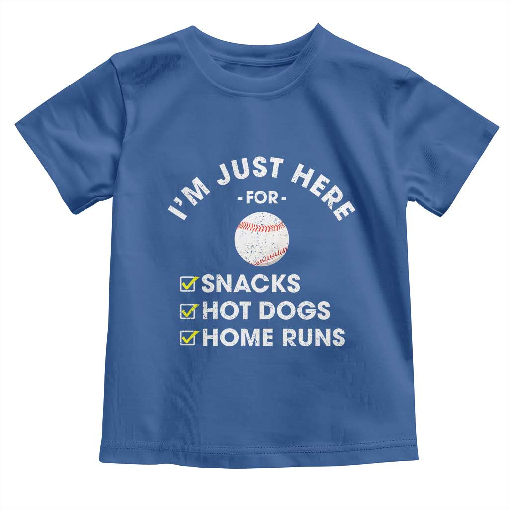 Funny Baseball Food Fans Toddler T Shirt Im Just Here for The Snacks Hot Dog TS10 Royal Blue Print Your Wear