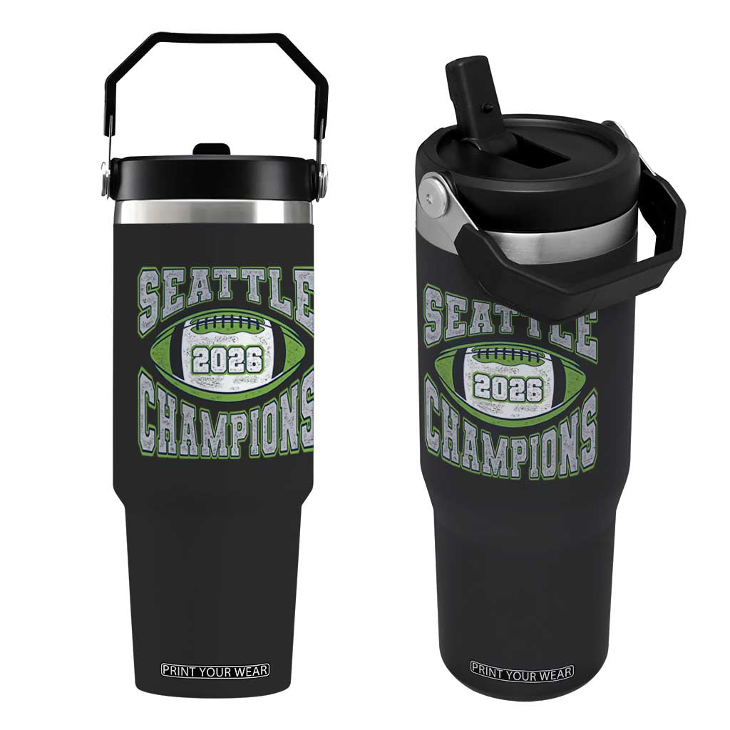 2026 Champion Seattle Flip Straw Tumbler Football Lovers TS10 One Size: 30 oz Black Print Your Wear