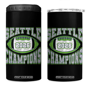 2026 Champion Seattle 4 in 1 Can Cooler Tumbler Football Lovers TS10 One Size: 16 oz Black Print Your Wear