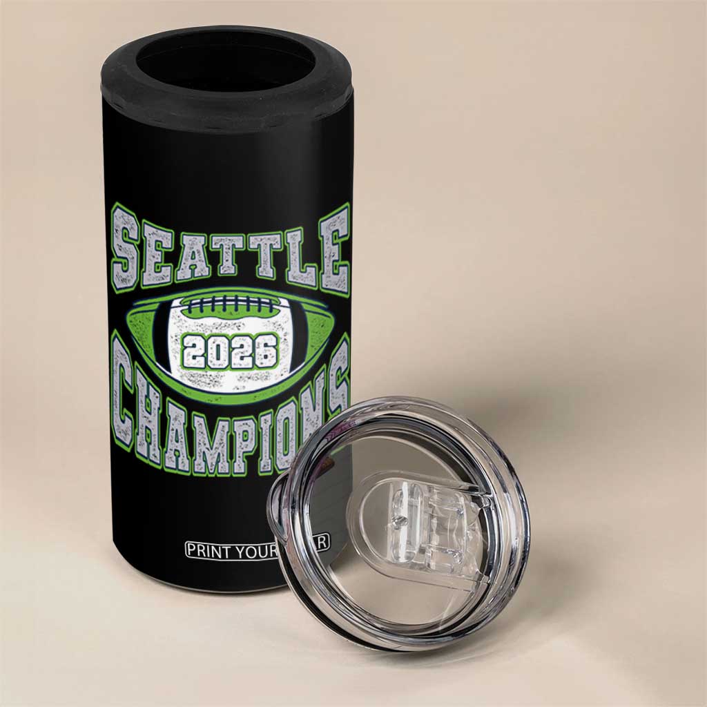 2026 Champion Seattle 4 in 1 Can Cooler Tumbler Football Lovers TS10 Print Your Wear