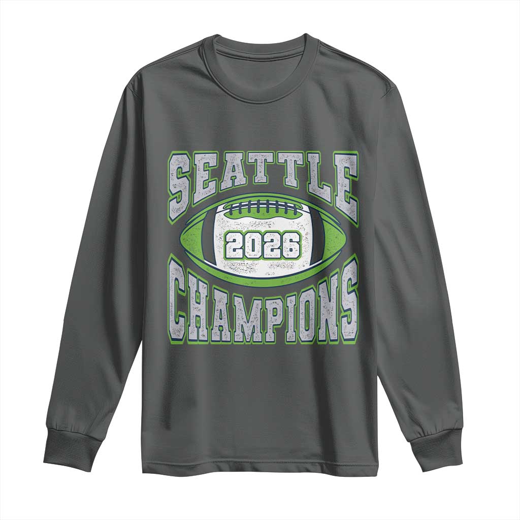 2026 Champion Seattle Long Sleeve Shirt Football Lovers TS10 Dark Heather Print Your Wear