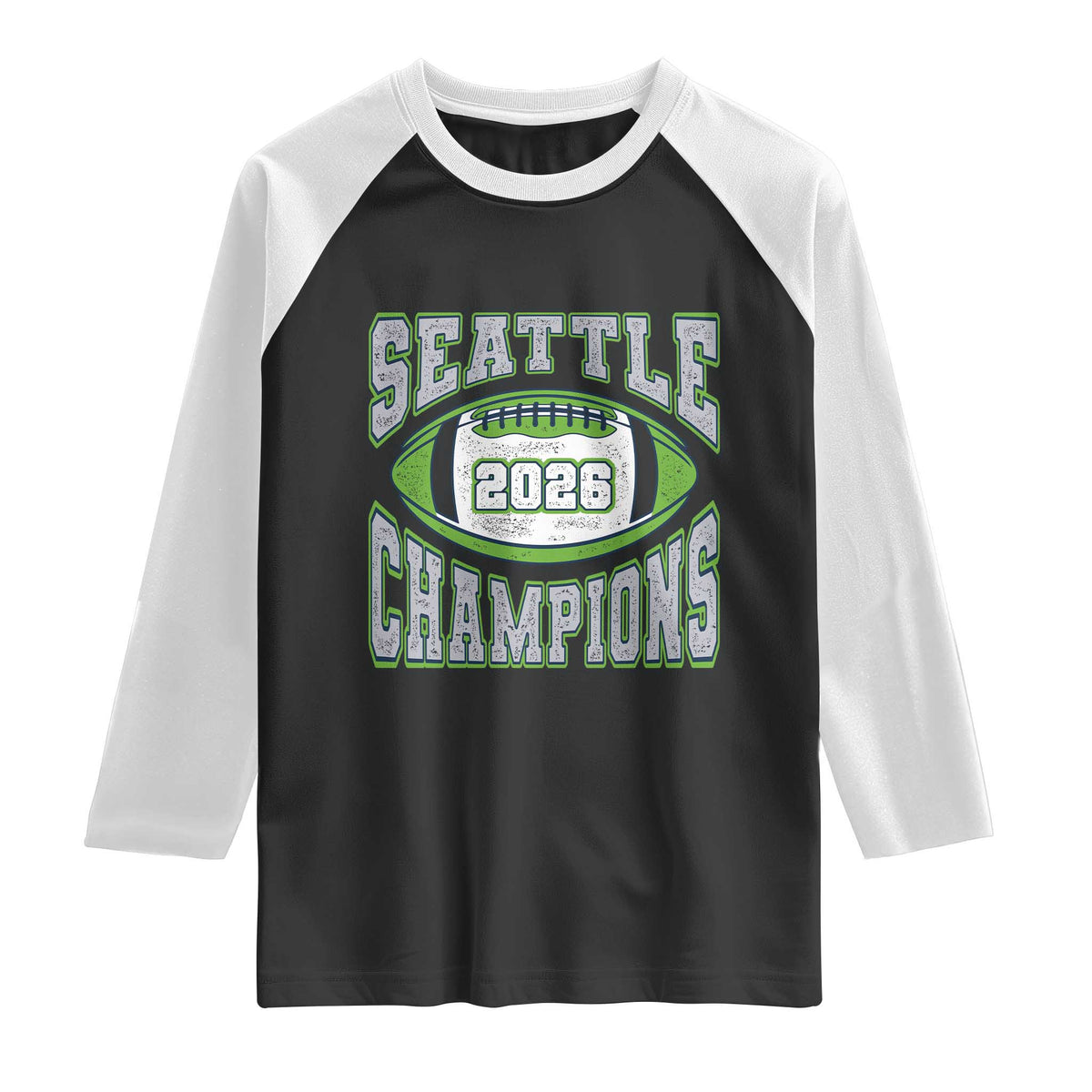 2026 Champion Seattle Raglan Shirt Football Lovers TS10 Black White Print Your Wear