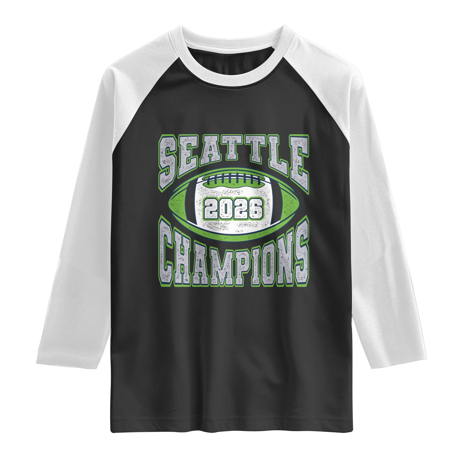 2026 Champion Seattle Raglan Shirt Football Lovers TS10 Black White Print Your Wear