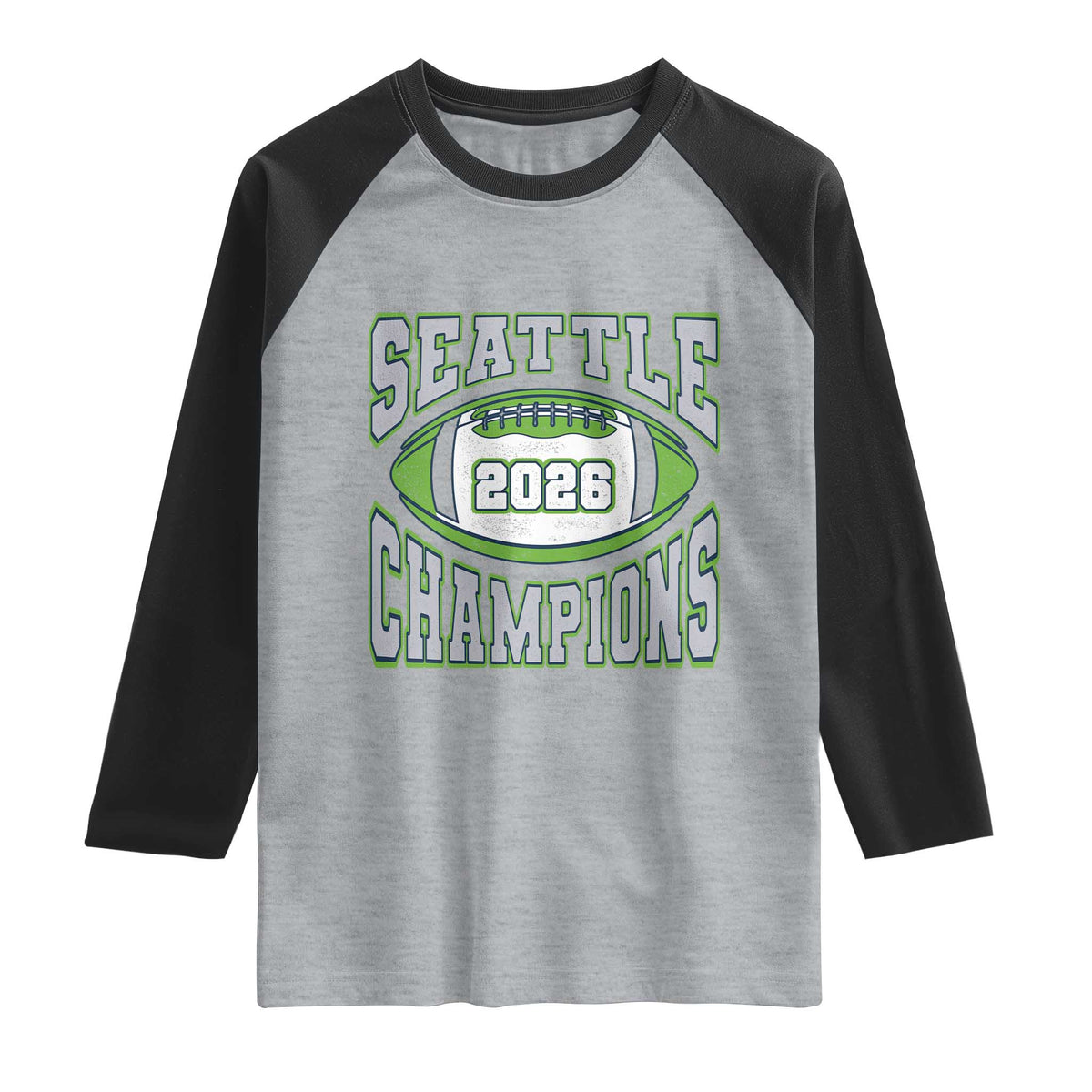 2026 Champion Seattle Raglan Shirt Football Lovers TS10 Heather Gray Black Print Your Wear