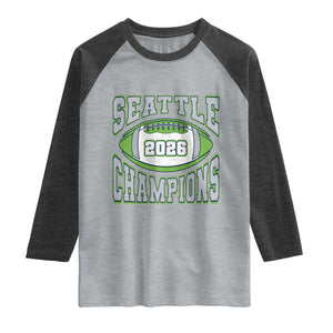 2026 Champion Seattle Raglan Shirt Football Lovers TS10 Heather Gray Heather Charcoal Print Your Wear